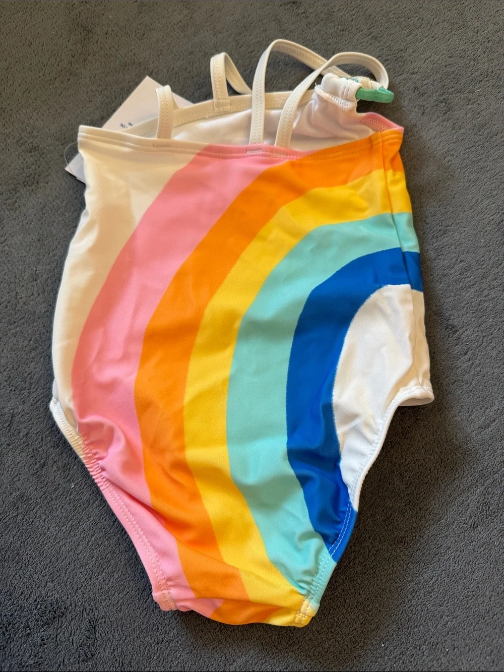 Old Navy White Kids One-Piece Swimsuit with Rainbow Stripes